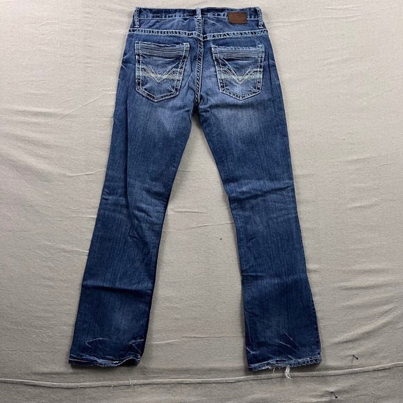 BKE Derek Straight Leg Jeans Mens 29R Blue Good Contrast Stitch Embroidered - Picture 3 of 9